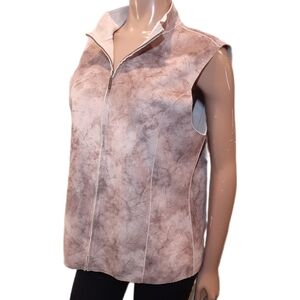 Alfred Dunner Faux Suede Vest Weathered Look Soft Fleece Lined Size 14